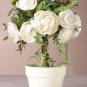 32074 Fabric Rose Topiary in Pot