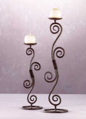32395 Wrought Iron Scroll Candleholders