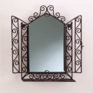 32407 Wrought Iron Wall Mirror and Shelf