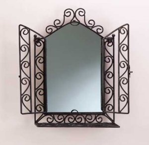 32407 Wrought Iron Wall Mirror and Shelf