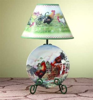 32453 Rooster Plate and Lamp