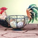 33027 Painted Tin Rooster Wire Basket