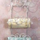 33588 Distressed White Wrought Iron Towel Rack
