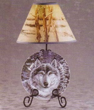 33770 Snow Wolf Plate and Lamp Set