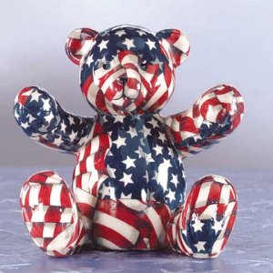 33824 American Flag Patchwork Teddy Bear Bank