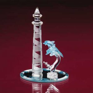 33919 Glass Lighthouse and Dolphins