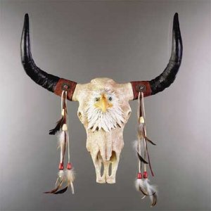 34230 Eagle Head and Bull Skull Wall Sculpture