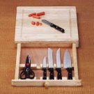 34248 Wood Cutting Board with Knife Set