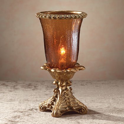 34763 Amber Glass Hurricane Lamp