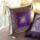 35023 Gold Embroidered Purple Cushion with Tassels
