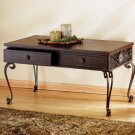 35334 Wood and Wrought Iron Occassional Table