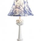 35649 Blue Toile Fabric Shade Lamp