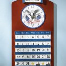 35749 Wood Eagle & Flag Clock & Calendar