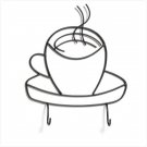 36663 Coffee Cup Metal Hooks Plaque