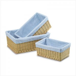 36599 Blue and White Gingham Baskets