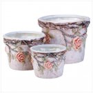 34067 Nesting Ceramic Planters with Roses