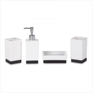 37559 BLK & WHI 4PC CERAMIC BATH SET