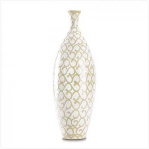 38390 Tall Ivory Scrollwork Vase