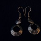 Mercury Dime Dangle Hoop Earring w/circle and star pattern