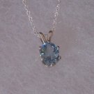 SSP-8-6x8Aqua Marine/WCHN - Sterling Silver Pendant w/ chain / Aqua Marine