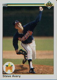 1990 Upper Deck 65 Steve Avery UER/(Born NJ, should be MI,/Merker