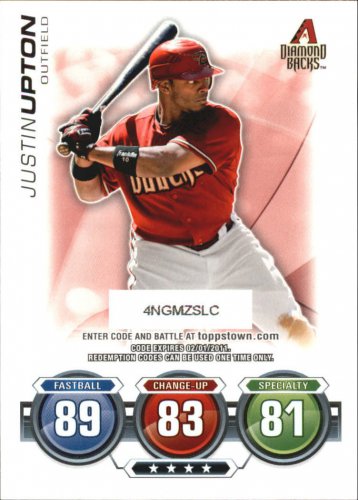 2010 Topps Update Attax Code Cards 31 Justin Upton