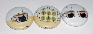 Kutusitanyanko, Tea Time Kitty, japanese kawaii pinback badge set