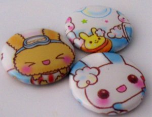 Bunny Bathtime, japanese kawaii pinback badge set