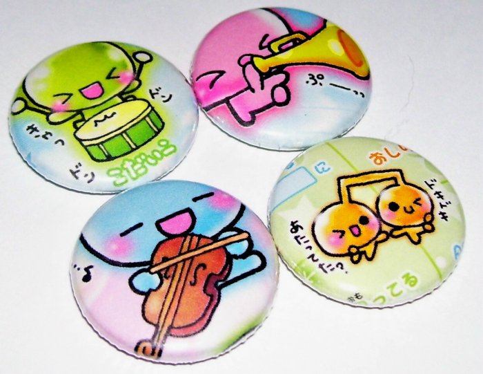 Kawaii Music Orchestra Japanese Pinback Pin Button Badge Set