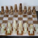 Mexican Onyx - Brown & White Chess Set (small) with Board