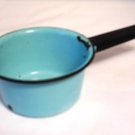 Vintage Enamelware Saucepan Blue with Black Trim