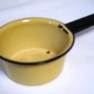 Vintage Enamelware Saucepan Tan with Black Trim