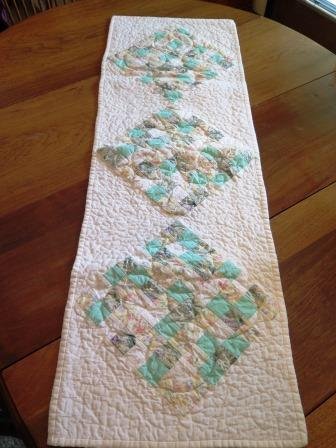 Handcrafted Quilted Table Runner Dresser Scarf Green