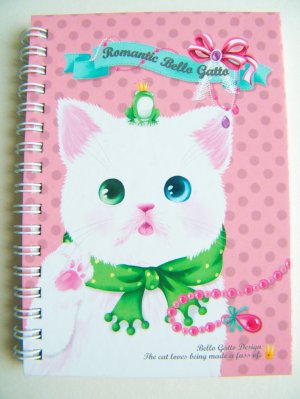 Romantic Bello Gatto Cat Spiral Bound Notebook With Lines ,Made In Korea