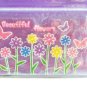 Korean Beautiful Flowers Skinny Double Pockets Clear Plastic Card Case