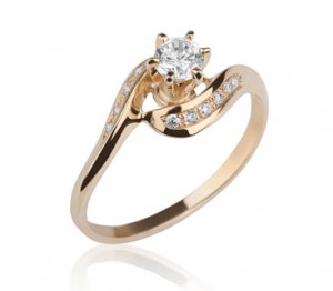 Real Round Cut Diamond Engagement Ring 14K Yellow Gold