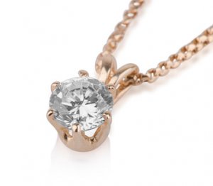 New Round Diamond Solitaire Pendant Yellow Gold 1/2 CT