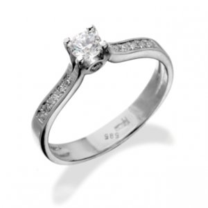 Real Natural Round Cut Diamond Engagement Ring 14k Gold