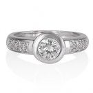 New Real Round Cut Diamond Engagement Ring White Gold