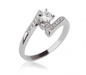 Natural Diamond Engagement Ring Round 14k White Gold NR