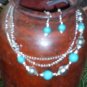 NWT NECKLACE EARRINGS  MAUI BLUE & SILVERTONE