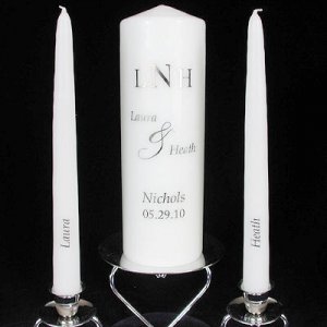 Monogrammed Personalized Unity Pillar and Tapers