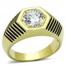 Gold Stainless Steel 2 Tone Solitaire Ring