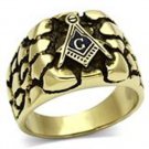 Gold Stainless Steel Masonic Nugget Ring