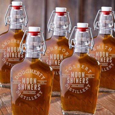 Set of 5 Glass Flasks - Free Personalization