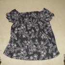 Dark Blue Blouse Flowery Design - Size Large by GNW  100% Cotton