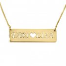 24K Gold Plated Bar Necklace with Two Cut Out Names