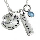 Born in my heart Adoption Necklace with Name Charm (sterling silver)