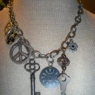 Junk Necklace - Peace Sign & Vintage Keys
