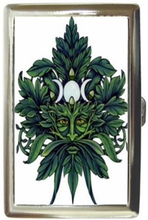 WICCAN PAGAN GREEN MAN CIGARETTE MONEY CARD CASE NEW *FREE SHIPPING!*